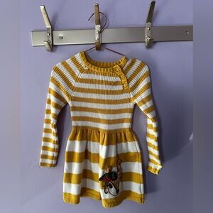 Cynthia Rowley Yellow Striped Fox Sweater Dress Size 2T